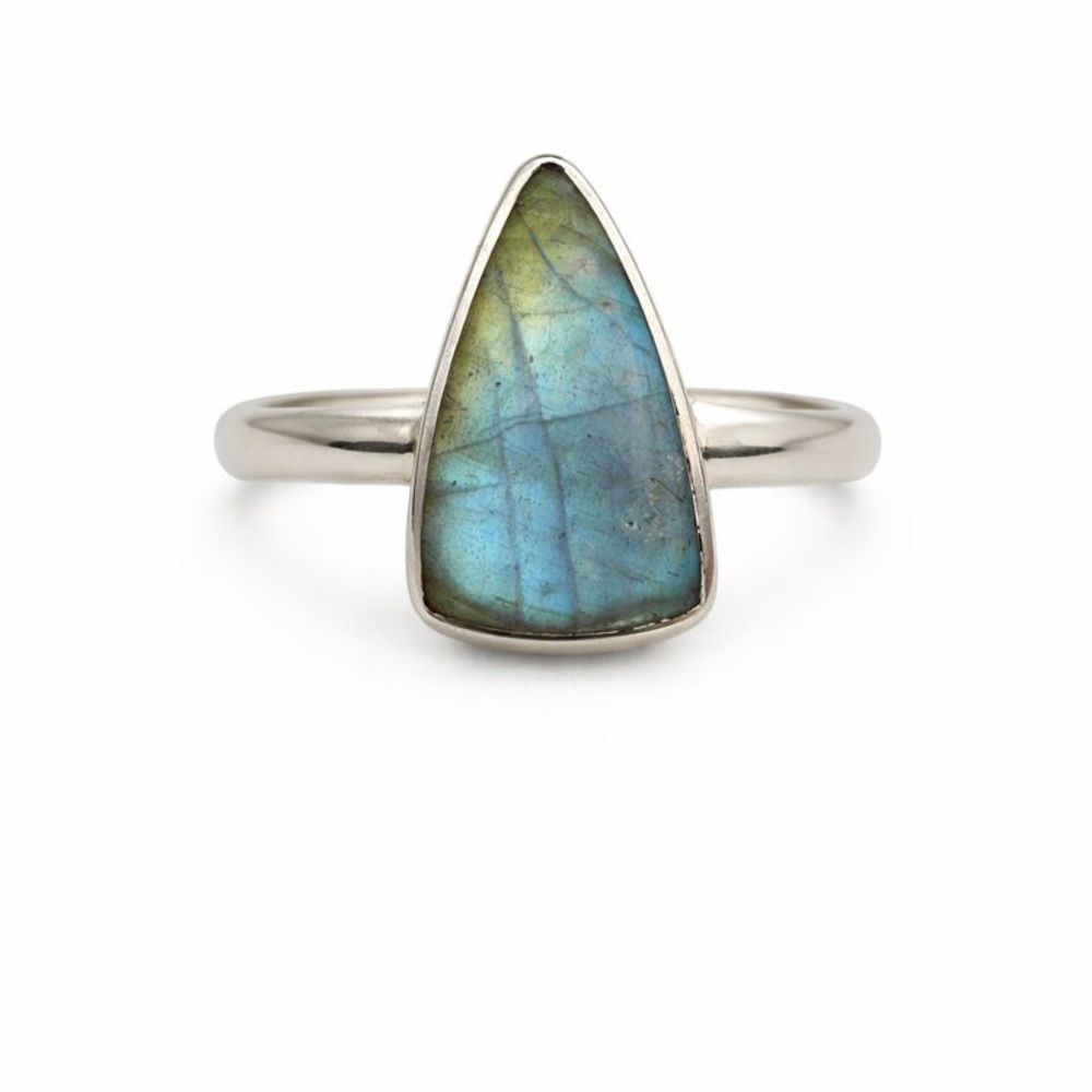 S925 Triangular Labradorite Ring - image 1